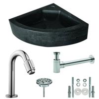 Hardstenen Hoekfonteinset 30X30X10 cm Aqua Splash - thumbnail