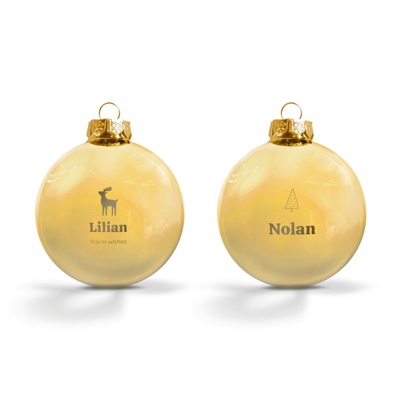 Kerstbal met naam - Goud 2 stuks