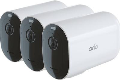 Arlo Pro 4 XL draadloze WiFi-beveiligingscamera voor buiten, 2K HDR, 160˚ kleurennachtzicht, sirene, bewegingsdetectie, 2-weg-audio, 12 mnd batterij, incl. proefp. Arlo Secure, 3 cam, wit