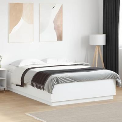 Bedframe met LED-verlichting bewerkt hout wit 150x200 cm