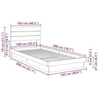 Bedframe hoofdeinde zonder matras 100x200 cm massief hout eiken - thumbnail