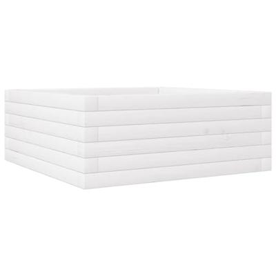 VidaXL Plantenbak 60x60x23 cm massief grenenhout wit