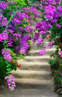 Alexsar Art Tuindoek bloemen trap 90x140cm - thumbnail