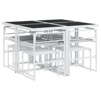 9-delige Tuinset met kussens textileen wit - thumbnail