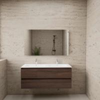 ACTIE BWS Badmeubel | Paris | Sonoma Choco 120 cm | Hoogglans Wit Wastafel | 2 Kraangaten - thumbnail