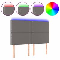 Hoofdbord LED 144x5x118/128 cm kunstleer grijs - thumbnail
