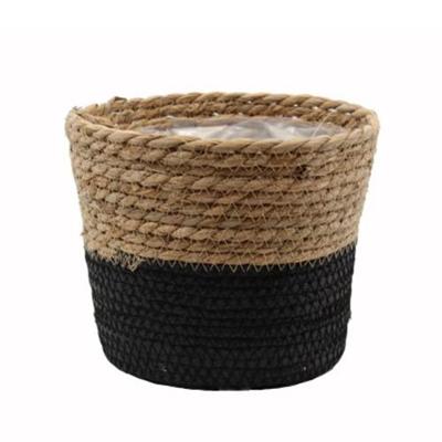 Pot Seagrass Natural/Black - diameter 14x12 cm Van der Leeden - Van der leeden