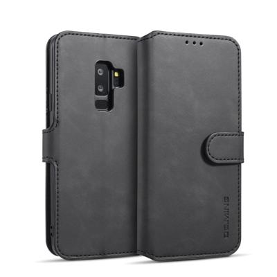 Dg. MING retro olie kant horizontale flip case met houder & kaartsleuven & portemonnee voor Galaxy S9 PLUS (zwart)