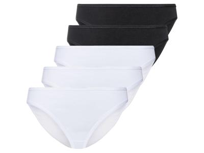 esmara 5 dames slips (Zwart/wit, 3XL)