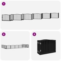 Hondenhek inklapbaar 12 panelen 960 cm populierenhout zwart - thumbnail