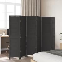 Kamerscherm met 6 panelen massief paulowniahout zwart - thumbnail