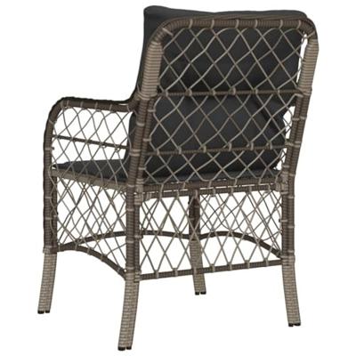 Tuinstoelen 2 st met kussens poly rattan grijs