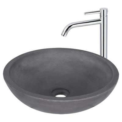 Waskomset Differnz Ravano Beton 40x12 cm Antraciet met Hoge Wastafelkraan Chroom Differnz Waskomset Differnz Ravano Beton 40x12 cm Antraciet met Hoge Wastafelkraan Chroom Differnz