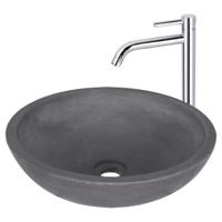 Waskomset Differnz Ravano Beton 40x12 cm Antraciet met Hoge Wastafelkraan Chroom Differnz - thumbnail