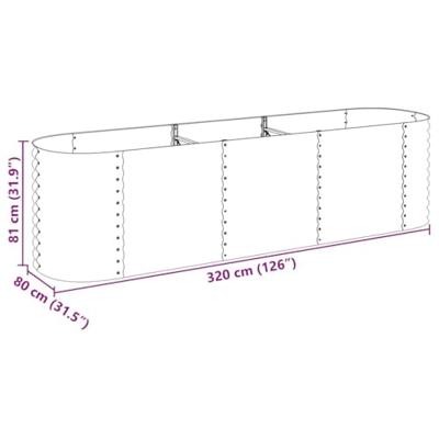 Plantenbak verhoogd 320x80x81 cm gegalvaniseerd staal grijs - thumbnail