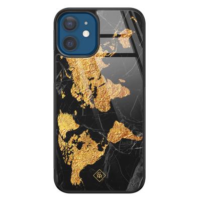 iPhone 12 glazen hardcase - Wereldkaart iPhone 12 glazen hardcase - Wereldkaart