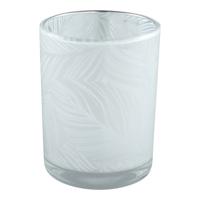Glass Leaves White round tealight S - thumbnail
