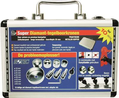 Rotec Diamant-tegelboorkronenset 10dlg.+Easy-guide+Drukvat - 7599000