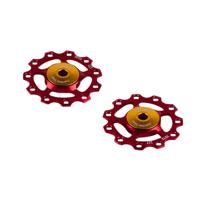 CEMA derailleurwieltjes rvs 9/10/11v alu rood - thumbnail