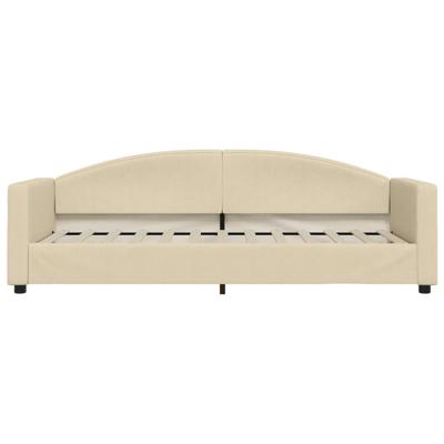 Slaapbank met onderschuifbed 90x200 cm stof crèmekleurig