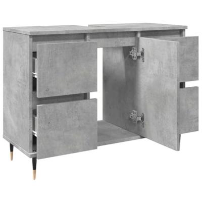 Badkamerkast 80x33x60 cm bewerkt hout betongrijs