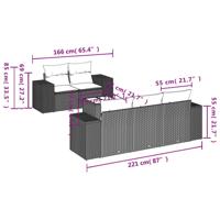 6-delige Loungeset met kussens poly rattan zwart - thumbnail