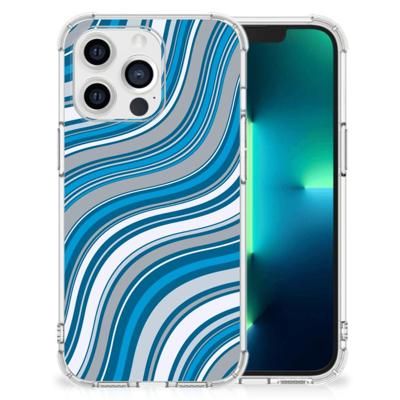 Apple iPhone 13 Pro Doorzichtige Silicone Hoesje Waves Blue Apple iPhone 13 Pro Doorzichtige Silicone Hoesje Waves Blue