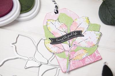 Sizzix • clear stamps set a5 with framelits die painted pencil leaves