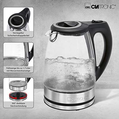 Clatronic WKS 3744 G Waterkoker Aantal/Volume: 1.7 l RVS, Glas