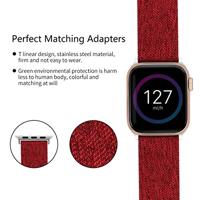By Qubix - Canvas nylon bandje - Rood - Compatible met Apple Watch 44mm / 45mm / 46mm / 49mm - Compatible Apple watch bandjes - thumbnail