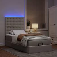 Ottoman bed met matras en LED's 120x200cm stof taupe - thumbnail