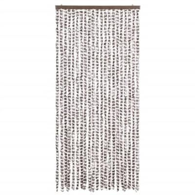 Vliegengordijn 90x220 cm chenille taupe en wit