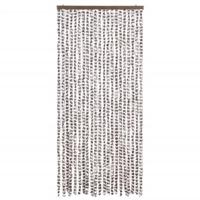 Vliegengordijn 90x220 cm chenille taupe en wit - thumbnail