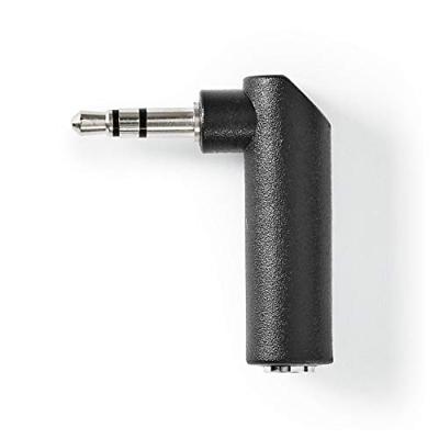 Stereo-Audioadapter - 3,5 mm Male - 3,5 mm Female - Vernikkeld - 90° Gehoekt - Metaal - Zwart - 10 Stuks - Polybag