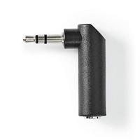 Stereo-Audioadapter - 3,5 mm Male - 3,5 mm Female - Vernikkeld - 90° Gehoekt - Metaal - Zwart - 10 Stuks - Polybag - thumbnail