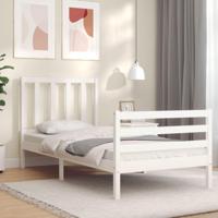 Bedframe zonder matras massief grenenhout wit 140x200 cm - thumbnail