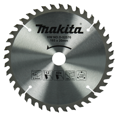 Makita Cirkelzaagblad voor Hout | Standaard | Ø 165mm Asgat 20mm 40T - D-52576