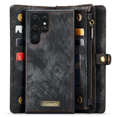 Caseme Samsung Galaxy S22 Ultra hoes - Vintage 2 in 1 portemonnee - Zwart Caseme Samsung Galaxy S22 Ultra hoes - Vintage 2 in 1 portemonnee - Zwart