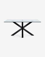 Kave Home Glazen eettafel 'Argo' met zwart onderstel, 180 x 100cm - thumbnail
