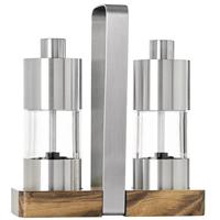 Adhoc - Menage Classic Peper- en Zoutmolen inclusief Houder - Roestvast Staal - Zilver - thumbnail