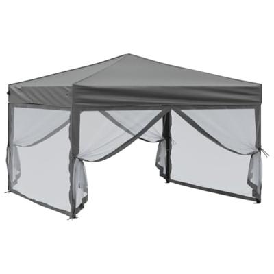 Partytent inklapbaar met zijwanden 3x3 m antracietkleurig - thumbnail