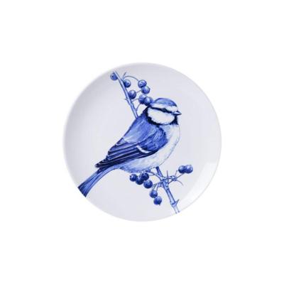 Heinen Delfts Blauw wandbord keramiek pimpelmees 20.5cm delfts blauw
