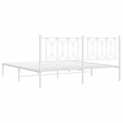 Bedframe met hoofdbord metaal wit 183x213 cm Bedframe met hoofdbord metaal wit 183x213 cm