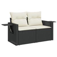 10-delige Loungeset met kussens poly rattan zwart - thumbnail