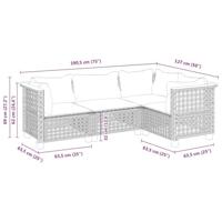 4-delige Loungeset met kussens poly rattan beige - thumbnail