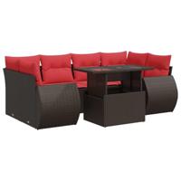7-delige Loungeset met kussens poly rattan acacia bruin - thumbnail