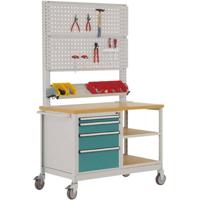 Manuflex MW2033.5021 Mobiele werkbank model 6 met Geolied luchtfilter multiplex afdekplaat 30 mm bxdxh 1135 x 590 x 810 mm - thumbnail