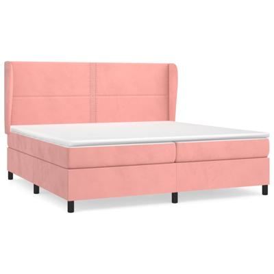 Boxspring met matras fluweel roze 200x200 cm