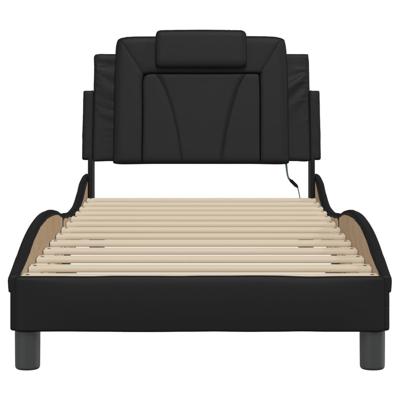 Bedframe met LED-verlichting kunstleer zwart 90x190 cm - thumbnail