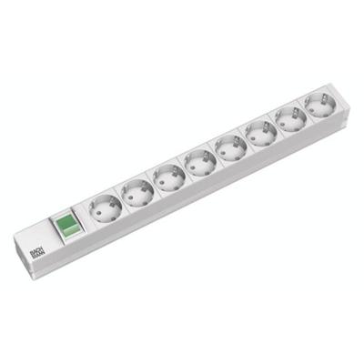 Bachmann 333.416 19 inch Stekkerdoos voor patchkast 1 HE Geaarde contactdoos Grijs
